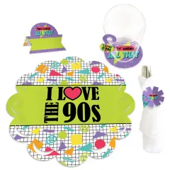 Big Dot of Happiness 90&rsquo;s Throwback - 1990s Party Paper Charger and Table Decorations - Chargerific Kit - Place Setting for 8