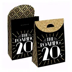 Big Dot of Happiness Roaring 20&rsquo;s - 1920s Art Deco Jazz Gift Favor Bags - Party Goodie Boxes - Set of 12