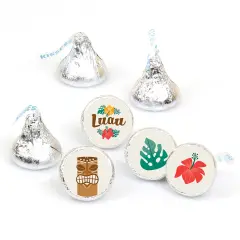 Big Dot of Happiness Tropical Luau - Hawaiian Beach Party Round Candy Sticker Favors - Labels Fits Chocolate Candy (1 sheet of 108)