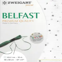 Precut Zweigart Belfast Sparkle 32 count Dark Grey Sparkle on White Linen