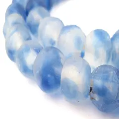 The Bead Chest African Recycled Glass Beads &ndash; Handmade in Ghana &ndash; Cobalt Blue Swirl 14mm Strand for Jewelry Making, Crafts, and Home Decor I Approximately 42-45 Beads