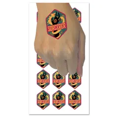 RPG Class Sorcerer Games Fantasy Gaming Temporary Tattoo Water Resistant Fake Body Art Set Collection (1 Sheet)