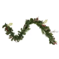 Northlight Frosted Pine Cone and Berry Artificial Christmas Garland - 6' - Unlit Green