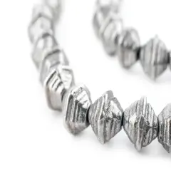 The Bead Chest Striped Dark Silver Bicone Beads (9mm)