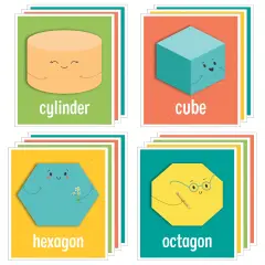 Carson Dellosa 14-Piece Basic Shapes Early Learning Posters, 8.5" x 11" 2D and 3D Geometric Wall Art, Preschool and Kindergarten Classroom Decor, Office Decorations, and Teacher Supplies