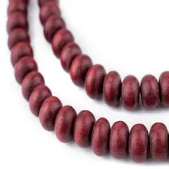 The Bead Chest Cherry Red Abacus Natural Wood Beads (8x12mm): Organic Eco-Friendly Wooden Bead Strand for DIY Jewelry, Crafts, Necklace and Bracelet Making