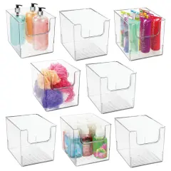 mDesign Plastic Bathroom Storage Organizer Bin with Open Front