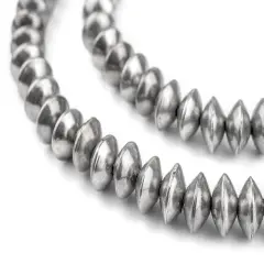 The Bead Chest Ethiopian Silver Saucer Beads, Large Hollow Handmade Bicone Lightweight Crafts Supplies for Jewelry Making (10mm)