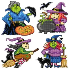 Halloween witches Counted Cross-Stitch Kit