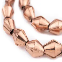 The Bead Chest Ethiopian Wired Copper Bicone Beads 22x16mm African Large Hole 24 Inch Strand Handmade