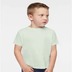 Rabbit Skins &reg; Toddler Girls' Ruffle Neck Fine Jersey Crewneck Short Sleeve Tee Honeydew