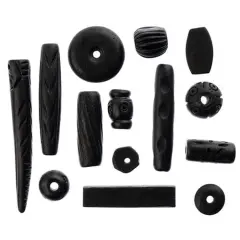 John Bead Natural Bone Beads Assorted Box Set, 250g Black