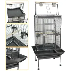 68" Inch Bird Parrot Chinchillas Ferret Cage Cockatiel House with Wheels Movable