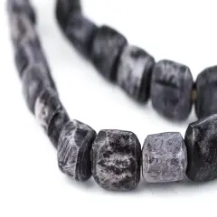 The Bead Chest Dark Grey Kenya Bone Beads Small 12mm African Cylinder Large Hole 28 Inch Strand Handmade