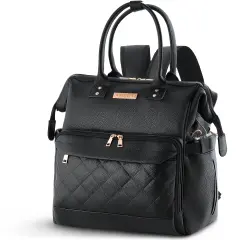 Yarn Storage Backpack for Knitting & Crocheting on the Go - Faux Leather Water-Resistant Bag with USB Port