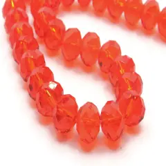 35 11mm x 9mm Red Faceted Rondelle Glass Beads