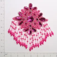 7 1/2" x 5 1/4" Starburst Sequin Applique/Patch Fuchsia