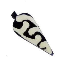 The Bead Chest Traditional Batik Bone Arrow Pendant 22mm Kenya African Black and White Handmade