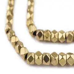 The Bead Chest 6mm Brass Cornerless Cube Beads - Full Strand of Ethnic Metal Spacer Beads