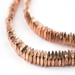 The Bead Chest Metal Faceted Square Beads - Full Strand of Ethnic Spacer Sliced Heishi Beads (4mm, Copper)