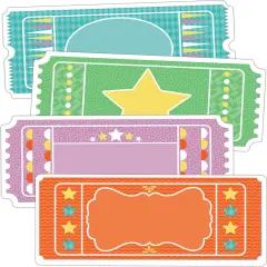 Carson Dellosa &ndash; Up & Away Tickets Colorful Cut-Outs, Classroom D&eacute;cor, 51 Pieces