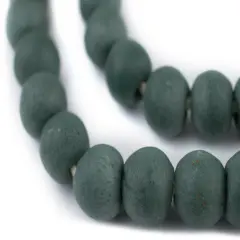 The Bead Chest Serpentine Green Recycled Glass Beads 14mm Ghana African Sea Glass Round Large Hole 28 Inch Strand Handmade Fair Trade