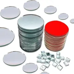 270 Pieces Small 1" Round Glass Mirrors & .4" Diamonds for Crafts Adhesive tape
