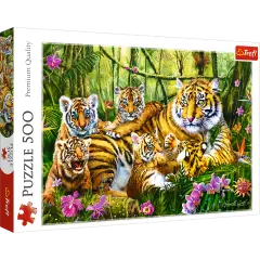 500 Piece Jigsaw Puzzles, Family of Tigers, Jungle, Wild Animals, Tiger Cubs, Big Cats, Adult Puzzles, Trefl 37350