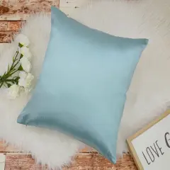12''X18'' Aqua Solid Faux Silk Euro Sham / Throw Pillow COVER, ( Pack of 1 )