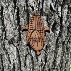 Worlds Best Officer Corn on the cob - Cedar Ornament