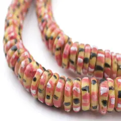 The Bead Chest Yellow Chevron-Style Aja Krobo Beads (11mm)