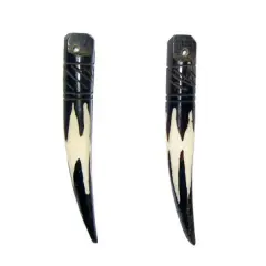 The Bead Chest Zig Zag Batik Bone Tooth Pendant (Set of 2)