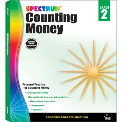 Spectrum Grade 2 Counting Money Workbook, Ages 7-8, Addition, Subtraction, and Counting Money, 2nd Grade Math Word Problems With Bills and Coins, Grade 2 Math Workbook for Kids
