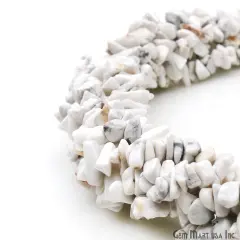 Howlite Chip Beads, 34 Inch, Natural Chip Strands, Drilled Strung Nugget Beads, 3-7mm, Polished, GemMartUSA (CHHW-70001)