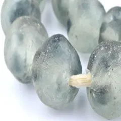 Super Jumbo Recycled Glass Beads - Beaded Wall Hangings - Extra Large African Sea Glass Beads 32-35mm - The Bead Chest (Grey Mist)