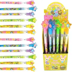 Tiny Mills 24 Pcs Multi Point Stackable Push Pencil Assortment with Eraser, Easter Basket Stuffer