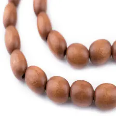 The Bead Chest Light Brown Oval Natural Wood Beads (15x10mm): Organic Eco-Friendly Wooden Bead Strand for DIY Jewelry, Crafts, Necklace and Bracelet Making