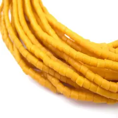 The Bead Chest Ghana Sandcast Beads - Full Strand of African Powder Glass Beads (3mm, Amber Orange) - Single 26" Strand