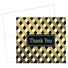 Great Papers! Thank You Note Cards with White Envelope, Lattice with Gold Foil, 4.75" x 3.375"(folded), 50 count