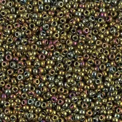 Miyuki 11 Round Seed Bead, 11-1981, Nickel Plated AB, 13 grams