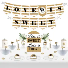 Big Dot of Happiness We Still Do - 50th Wedding Anniversary - DIY Anniversary Party Love is Sweet Signs - Snack Bar Decorations Kit - 50 Pieces