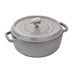 STAUB Cast Iron 6-qt Cochon Shallow Wide Round Cocotte