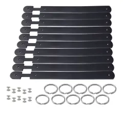 Blank Leather Keychains &ndash; DIY Engraving Kit, Pack of 10 (&frac34;" x 4.5") Black