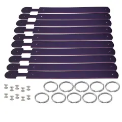 Blank Leather Keychains &ndash; DIY Engraving Kit, Pack of 10 (&frac34;" x 4.5") Purple