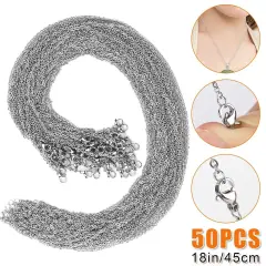 50pcs Wholesale Stainless Steel Silver Tone Necklace for DIY Jewelry Chains 18in