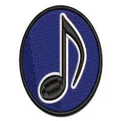 Music Eighth Note Multi-Color Embroidered Iron-On or Hook & Loop Patch Applique