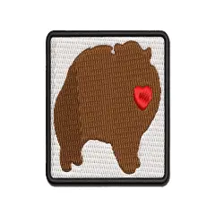 Pomeranian Dog with Heart Multi-Color Embroidered Iron-On or Hook & Loop Patch Applique