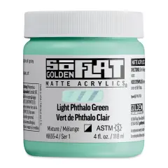 Golden SoFlat Matte Acrylic Paint - Light Phthalo Green, 118 ml, Jar
