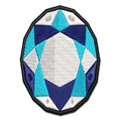Round Gem Diamond Cut Jewelry Multi-Color Embroidered Iron-On or Hook & Loop Patch Applique