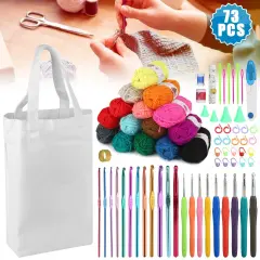 73 Pieces Crochet Kit Hooks Needles Yarn Knitting Beginners Set DIY Weave Craft